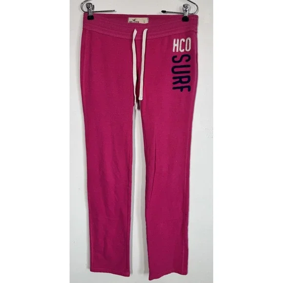 VTG Y2K Hollister Low Rise Straight Leg Sweatpants Womens S HCO Embroidered Pink - Picture 2 of 9